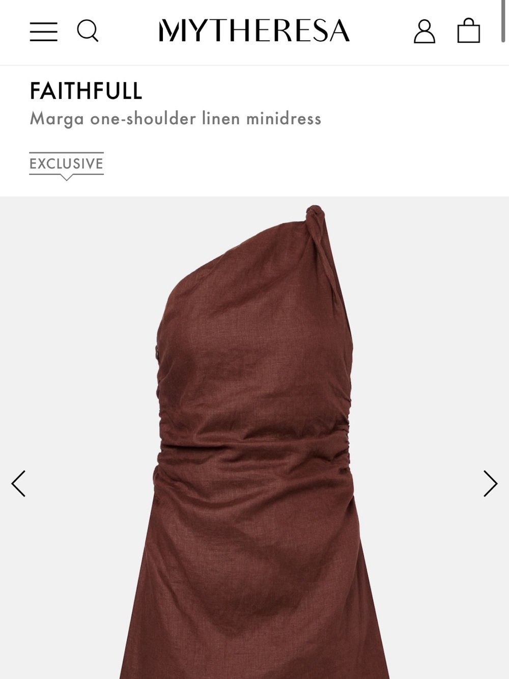 Faithfull the Brand One-Shoulder Linen Minidress - Brown